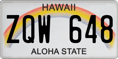 HI license plate ZQW648