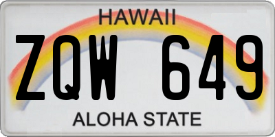 HI license plate ZQW649