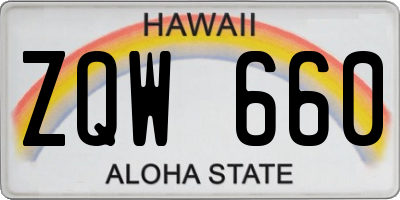 HI license plate ZQW660