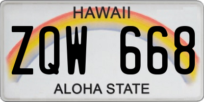 HI license plate ZQW668