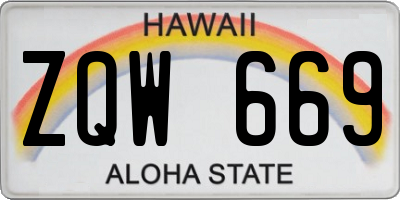 HI license plate ZQW669