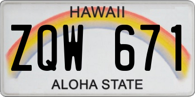 HI license plate ZQW671
