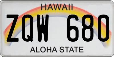 HI license plate ZQW680