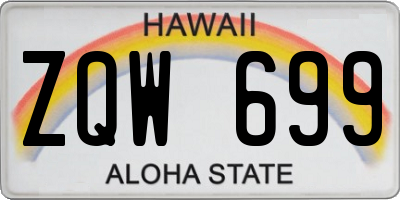 HI license plate ZQW699
