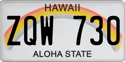 HI license plate ZQW730