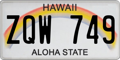 HI license plate ZQW749