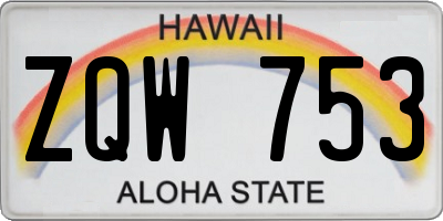 HI license plate ZQW753