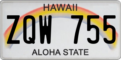 HI license plate ZQW755
