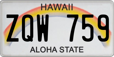 HI license plate ZQW759