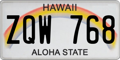 HI license plate ZQW768