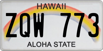 HI license plate ZQW773