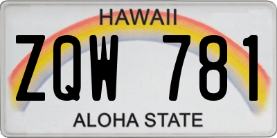 HI license plate ZQW781