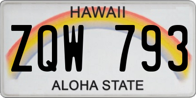 HI license plate ZQW793