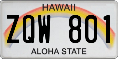 HI license plate ZQW801