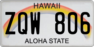 HI license plate ZQW806