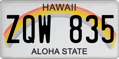 HI license plate ZQW835