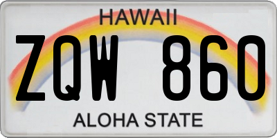 HI license plate ZQW860