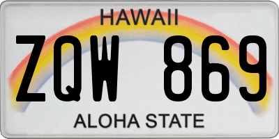 HI license plate ZQW869