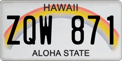 HI license plate ZQW871