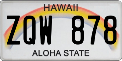 HI license plate ZQW878