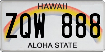 HI license plate ZQW888