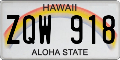 HI license plate ZQW918