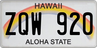 HI license plate ZQW920