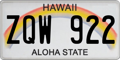 HI license plate ZQW922
