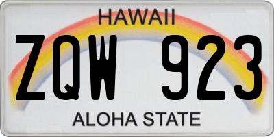 HI license plate ZQW923