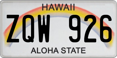 HI license plate ZQW926