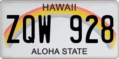 HI license plate ZQW928