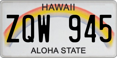HI license plate ZQW945