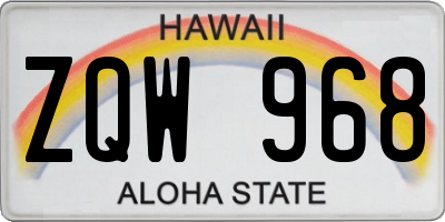 HI license plate ZQW968