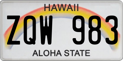 HI license plate ZQW983