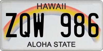 HI license plate ZQW986