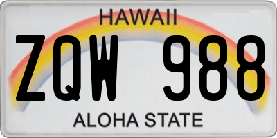 HI license plate ZQW988