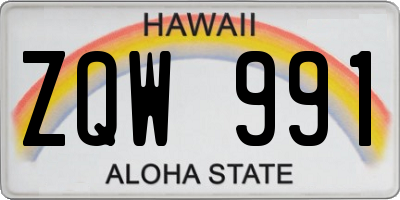 HI license plate ZQW991