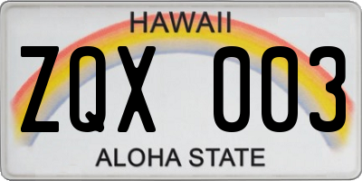 HI license plate ZQX003