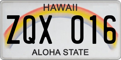 HI license plate ZQX016