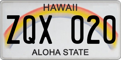 HI license plate ZQX020