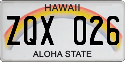 HI license plate ZQX026