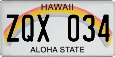 HI license plate ZQX034
