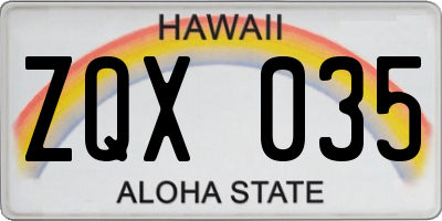 HI license plate ZQX035