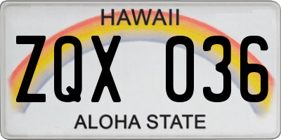 HI license plate ZQX036