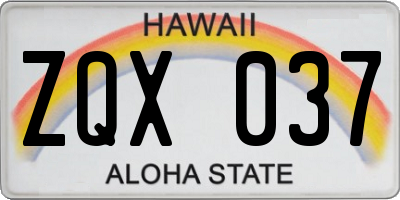 HI license plate ZQX037