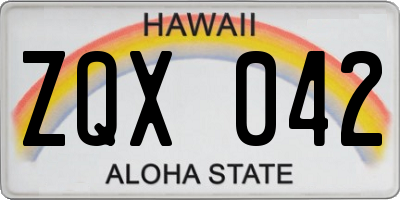 HI license plate ZQX042