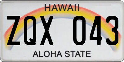 HI license plate ZQX043