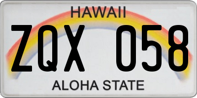 HI license plate ZQX058