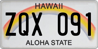 HI license plate ZQX091