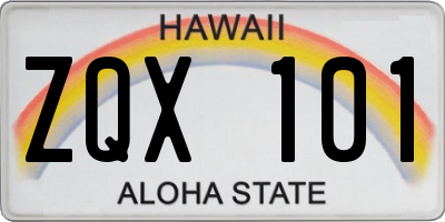 HI license plate ZQX101